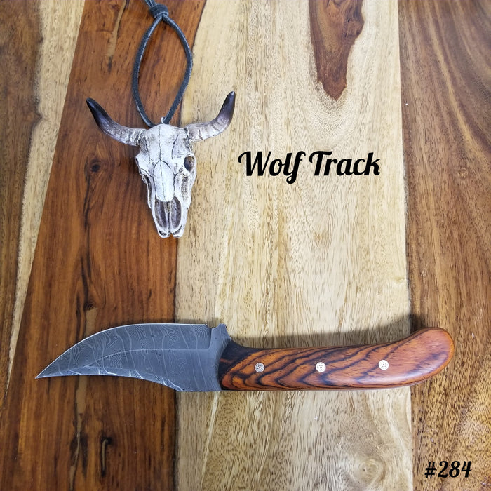 Wolf Track Damascus Knife - WT284