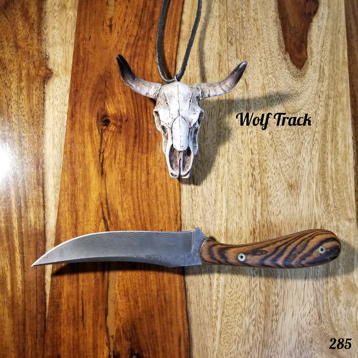 Wolf Track Damascus Knife - WT285DG