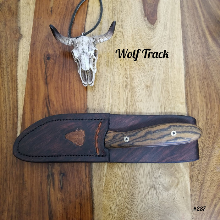 Wolf Track Damascus Knife - WT287DG