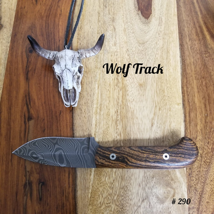 Wolf Track Damascus Knife - WT290DG