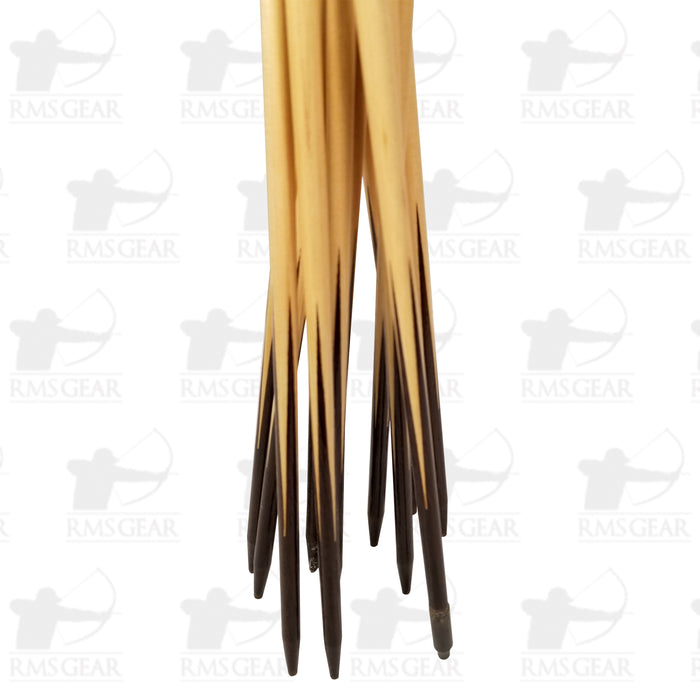 (12) 60/65 Footed Crested  Fletched Wood Arrows  - FCFWA424IJ