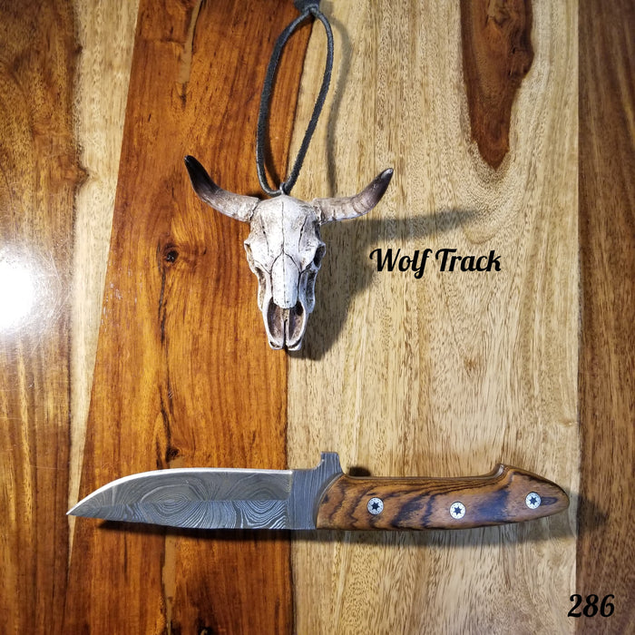 Wolf Track Damascus Knife - WT286DG