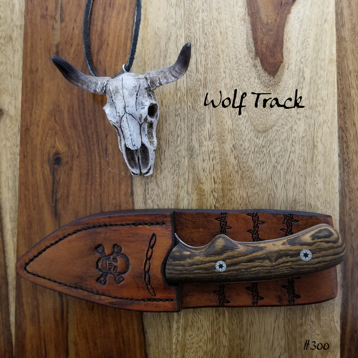 Wolf Track Damascus Knife - WT300