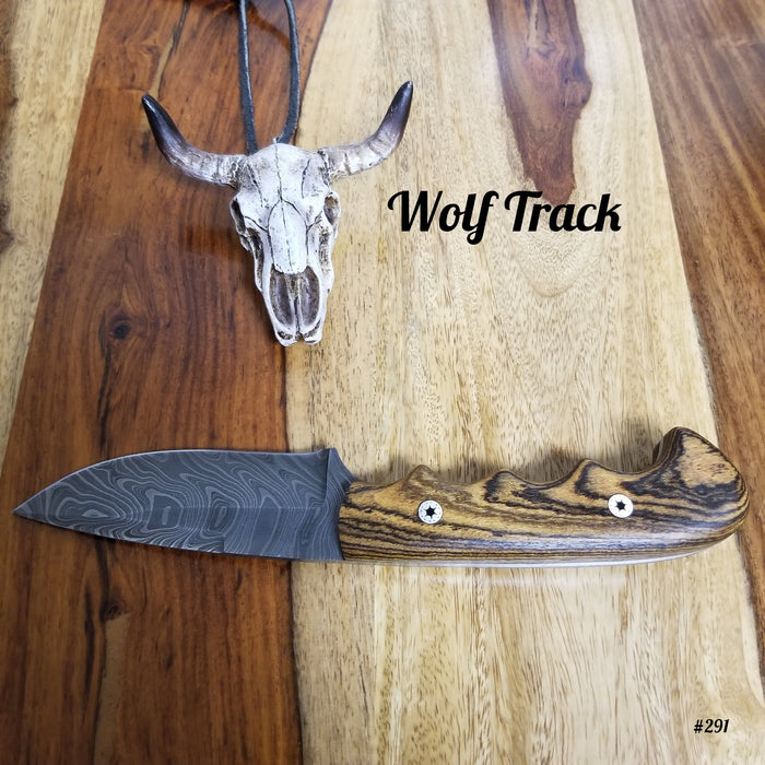 Wolf Track Damascus Knife - WT291DG