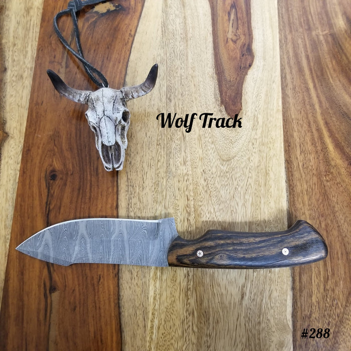 Wolf Track Damascus Knife - WT288DG