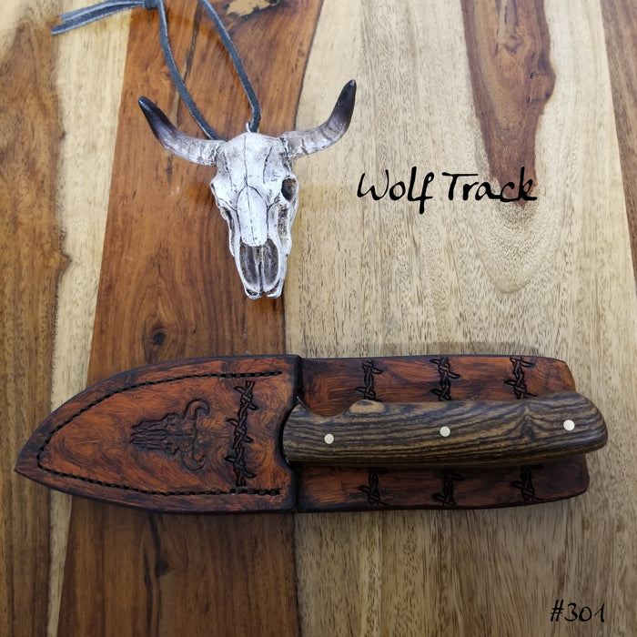 Wolf Track Damascus Knife - WT301