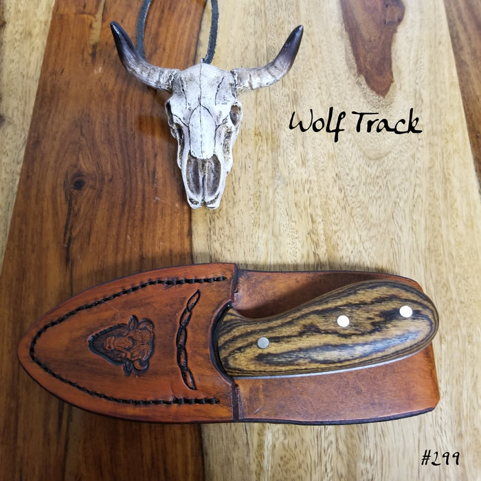 Wolf Track Damascus Knife - WT299