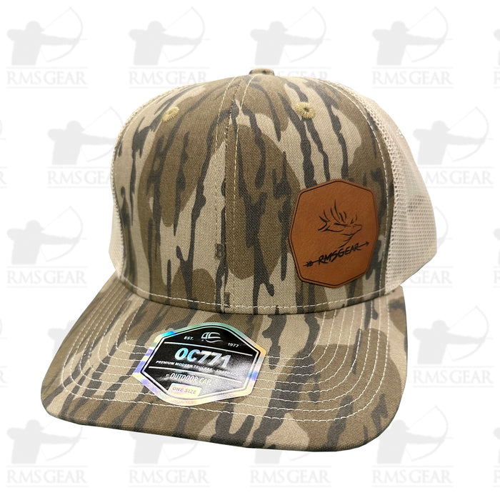 RMSGear Trucker Hat Bottomlands Camo w/ Elk Logo