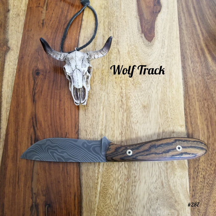 Wolf Track Damascus Knife - WT287DG