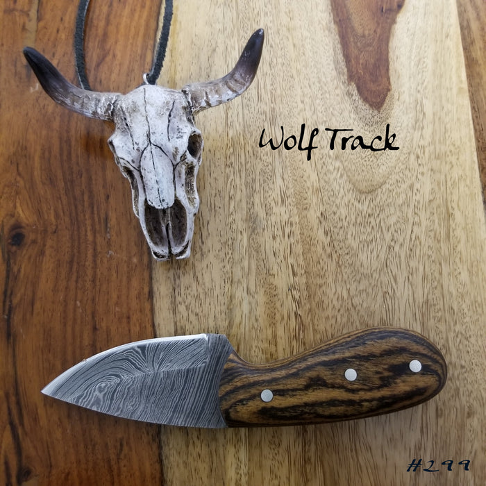 Wolf Track Damascus Knife - WT299