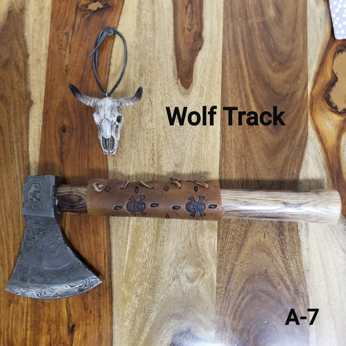 Wolf Track Custom Damascus Hatchet #A-7 WTA7DG