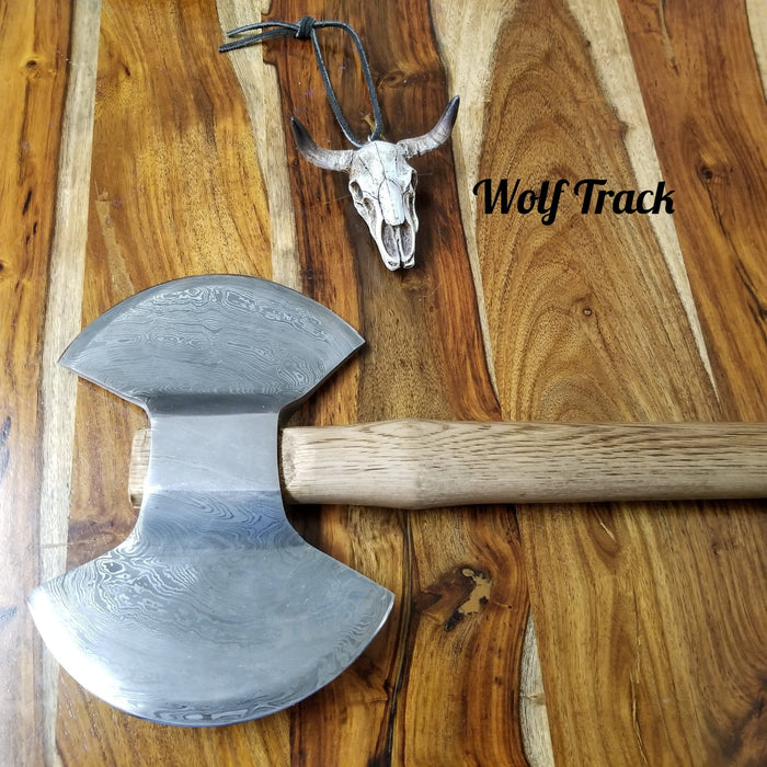 Wolf Track Damascus Two Sided Axe - WTA3DG