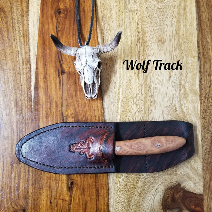 Wolf Track Two Fingers Damascus Custom Knife - WT274DG